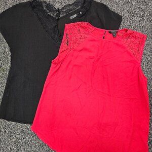 BUNDLE OF 2 Lace accent tops- Size Large